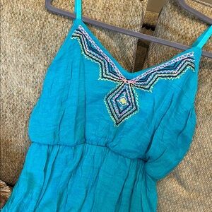 Maurices Boutique Teal Sleeveless Embroidered Top Dress-M